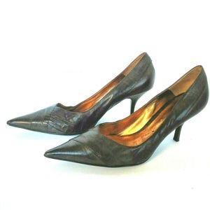 Aldo Brown Leather Pointed Toe Pumps Excellent Con